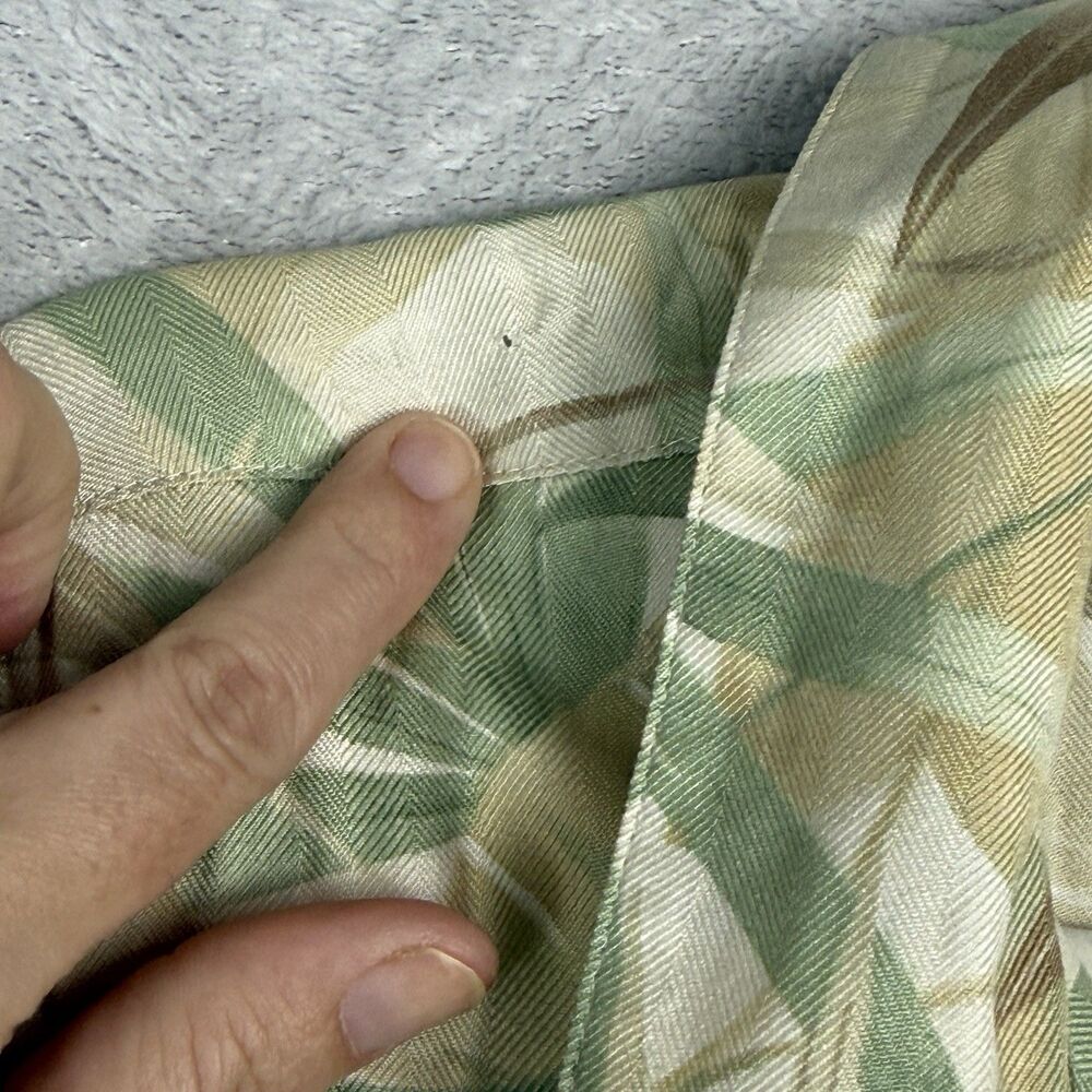 Vtg Silk Blend Hawaiian Camp Shirt Womens XL Neutral Vacation Retro Summer Palm - Picture 5 of 11